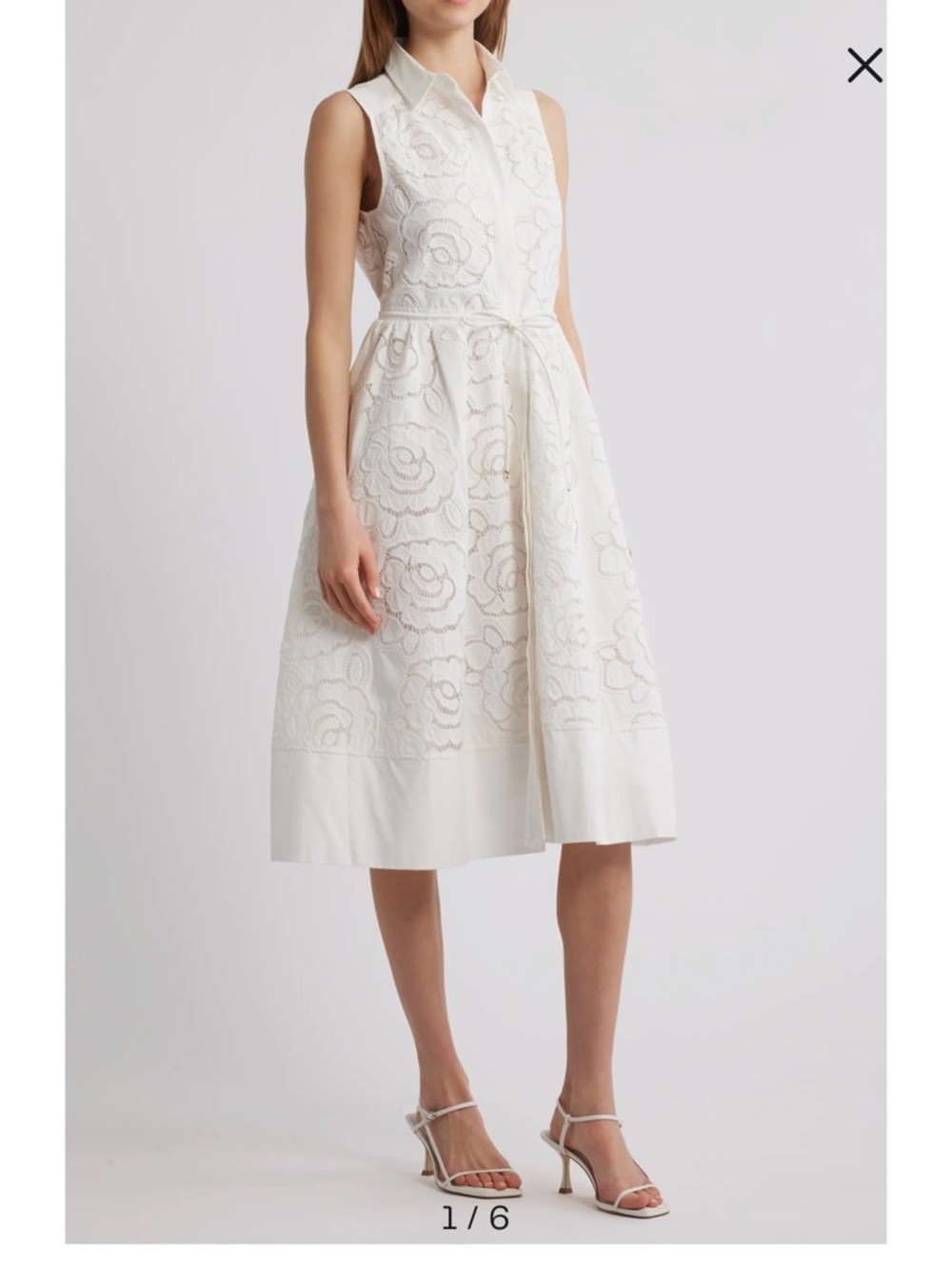 En Saison NWT White Chloe Sleeveless Midi Shirtdress.  Size Small.